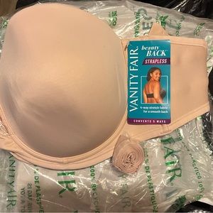 New! Women’s Vanity Fair strapless bra size 40DD Rose Beige